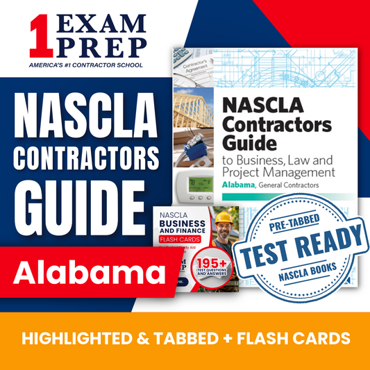 Alabama General Contractors NASCLA Highlighted & Tabbed Contractor's Guide to Business, Law and Project Management, 3rd Edition + Flash Cards Bundle