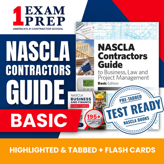 NASCLA Contractor's Highlighted & Tabbed Guide to Business, Law and Project Management, Basic 14th Edition + Flash Cards Bundle