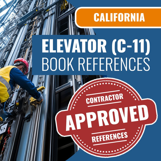 California Elevator (C-11) Contractor Licensing Exam Prep Book Reference Package