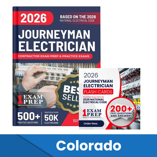 2026 Colorado Journeyman Electrician Exam Prep and Study Guide + Flash Card Combo: 12 Practice Exams +2 Full Final Exams: Trusted by 50k Electricians