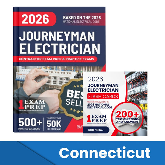 2026 Connecticut Journeyman Electrician Exam Prep and Study Guide + Flash Card Combo: 12 Practice Exams +2 Full Final Exams: Trusted by 50k Electricians