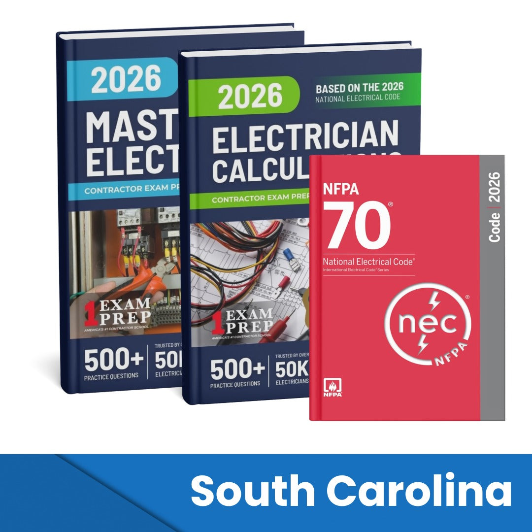 2026 South Carolina Master Electrician Electrician Calculations Stud ELECTRICIAN PACKAGES 2026 STATE THUMBNAILS 40 MASTER Calculations NEC 