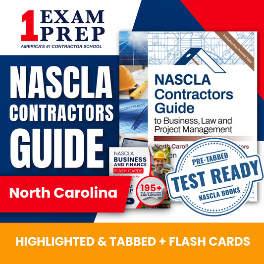 North Carolina General Contractors NASCLA Highlighted & Tabbed Contractor's Guide to Business, Law and Project Management, 10th Edition + Flash Cards Bundle