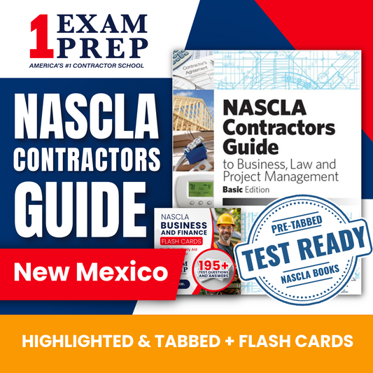 New Mexico NASCLA Highlighted & Tabbed Contractor's Guide to Business, Law and Project Management, Basic 14th Edition + Flash Cards Bundle