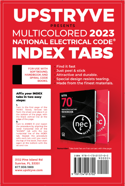 NFPA 70: Código Eléctrico Nacional (NEC), 2023; Pestañas multicolores
