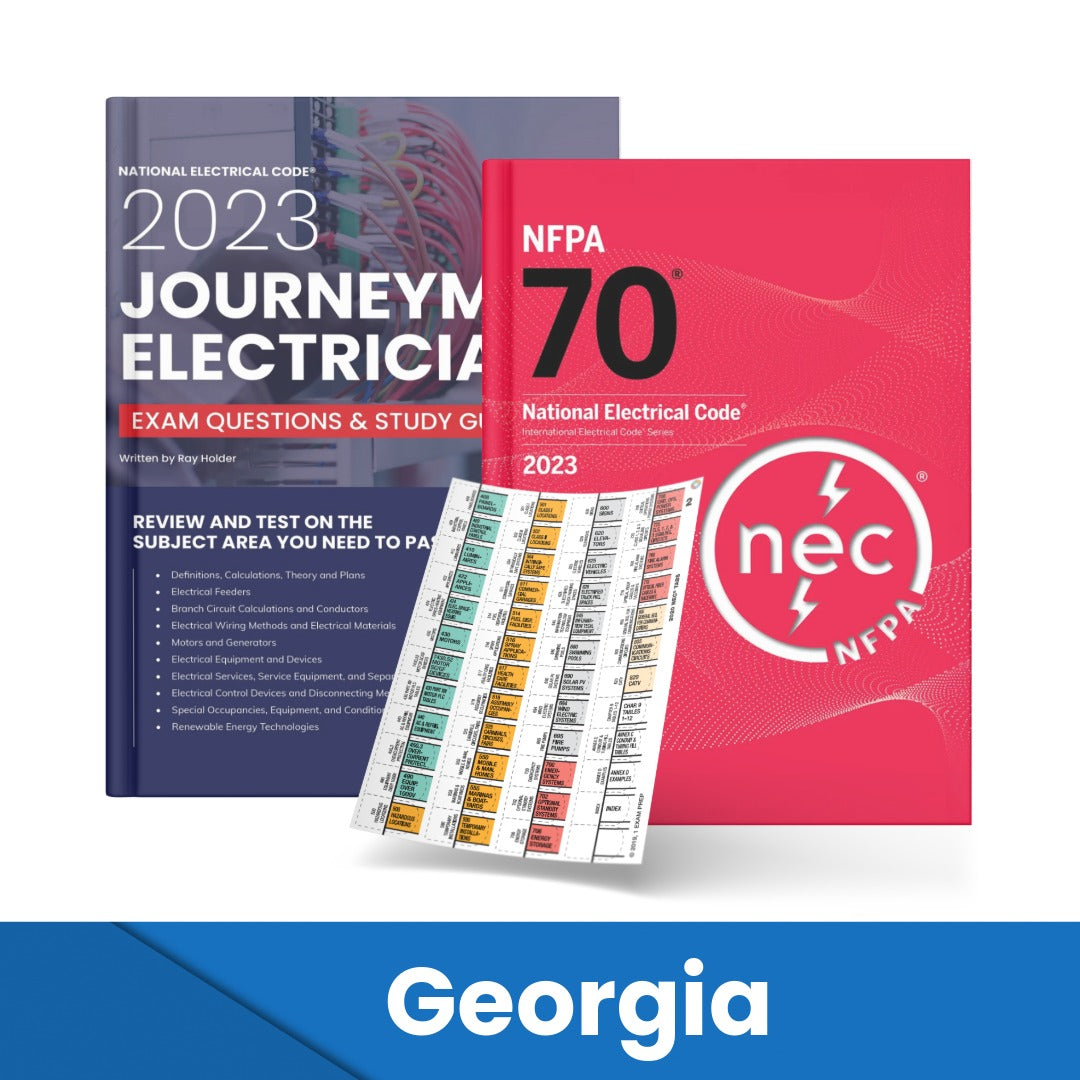 2023 Georgia Journeyman Electrician Study Guide & National Electrical Code Combo with Tabs (Based on the 2023 NEC)
