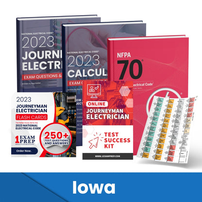 2023 Iowa Journeyman Electrician Exam Prep Study Guides & Code Book Ultimate Combo (Based on the 2023 NEC)