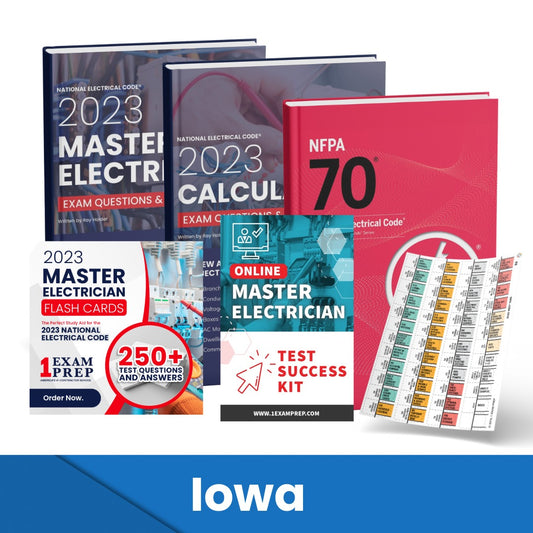 2023 Iowa Master Electrician Exam Prep Study Guides & Code Book Ultimate Combo (Based on the 2023 NEC)