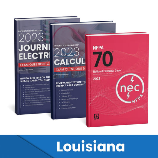 2023 Louisiana Journeyman Electrician + Electrician Calculations Study Guides & National Electrical Code Combo (Based on the 2023 NEC)