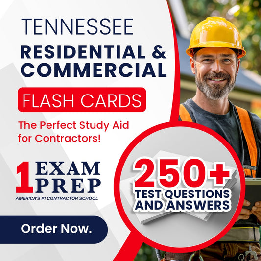 Tennessee Residential / Commercial Contractor Licensing Exam Prep Study Flash Cards