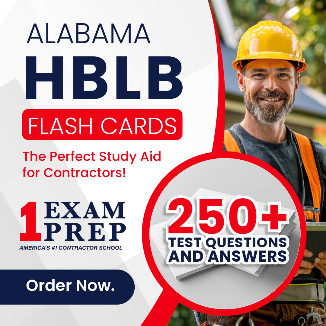 Alabama Home Builders HBLB Licensing Exam Prep Study Flash Cards
