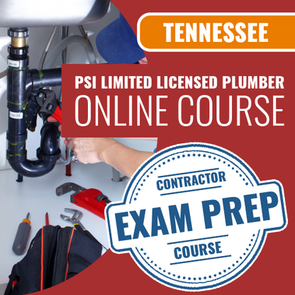Tennessee Limited Licensed Plumber Contractor - Online Exam Prep Course (Prov)