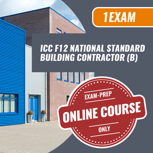 1 Exam Prep ICC F12 National Standard Building Contractor (B). Exam prep online course only. We are the exam pros for all your trades licensing needs.