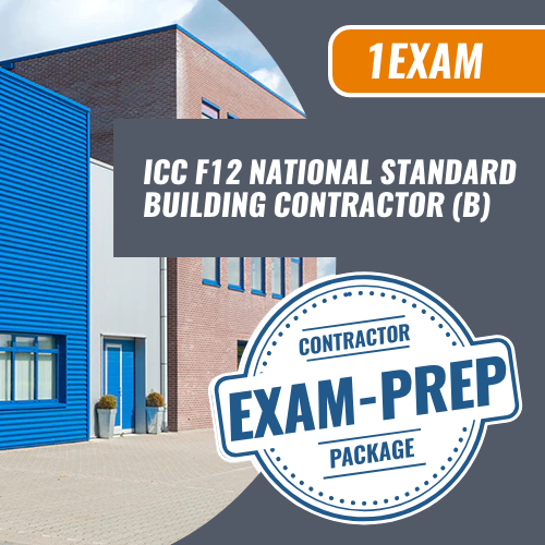 1 Exam Prep ICC F12 National Standard Building Contractor (B). Exam prep online course only. We are the exam pros for all your trades licensing needs.