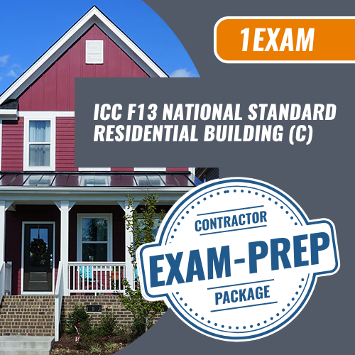 1 Exam Prep ICC F13 National Standard Residential Building (C) Contractor Exam prep package. We are the exam pros for all your trades licensing needs.