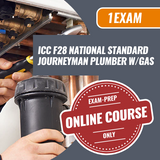 1 Exam Prep ICC F28 National Journeyman Plumber with Gas. Exam prep online course only.