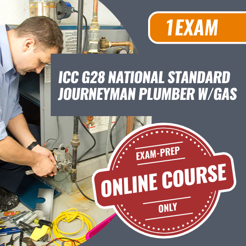 1 Exam Prep ICC G28 National Standard Journeyman Plumber with Gas. Contractor Exam Prep online course only