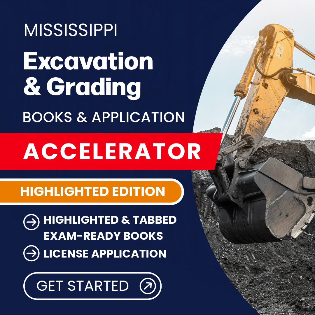 Mississippi Excavation and Grading Contractor Exam Complete Books & Application Accelerator – Highlighted Edition