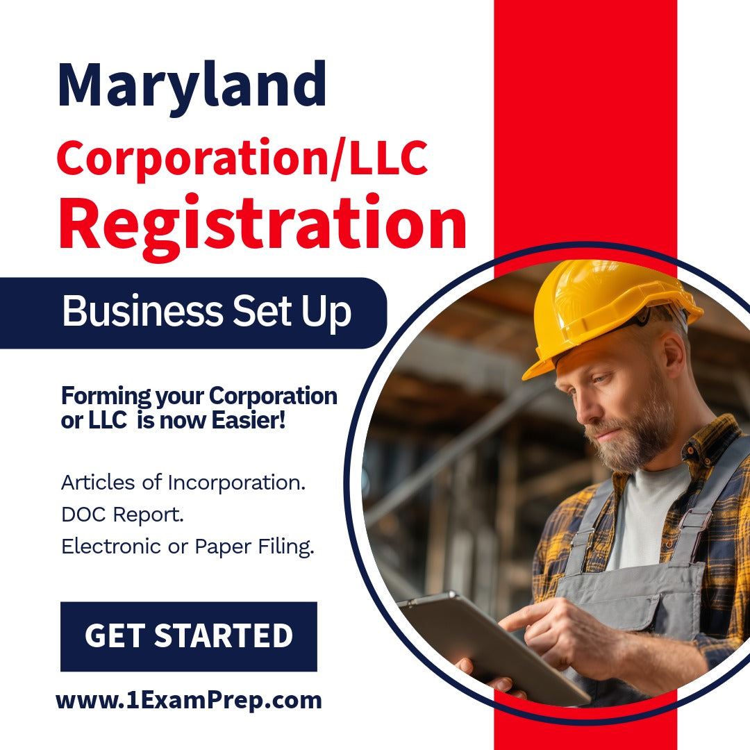 Maryland Corporation or LLC Filing Registration Formation Setup