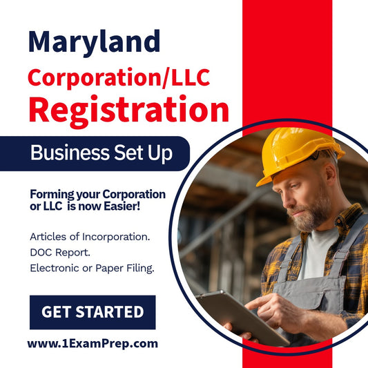Maryland Corporation or LLC Filing Registration Formation Setup