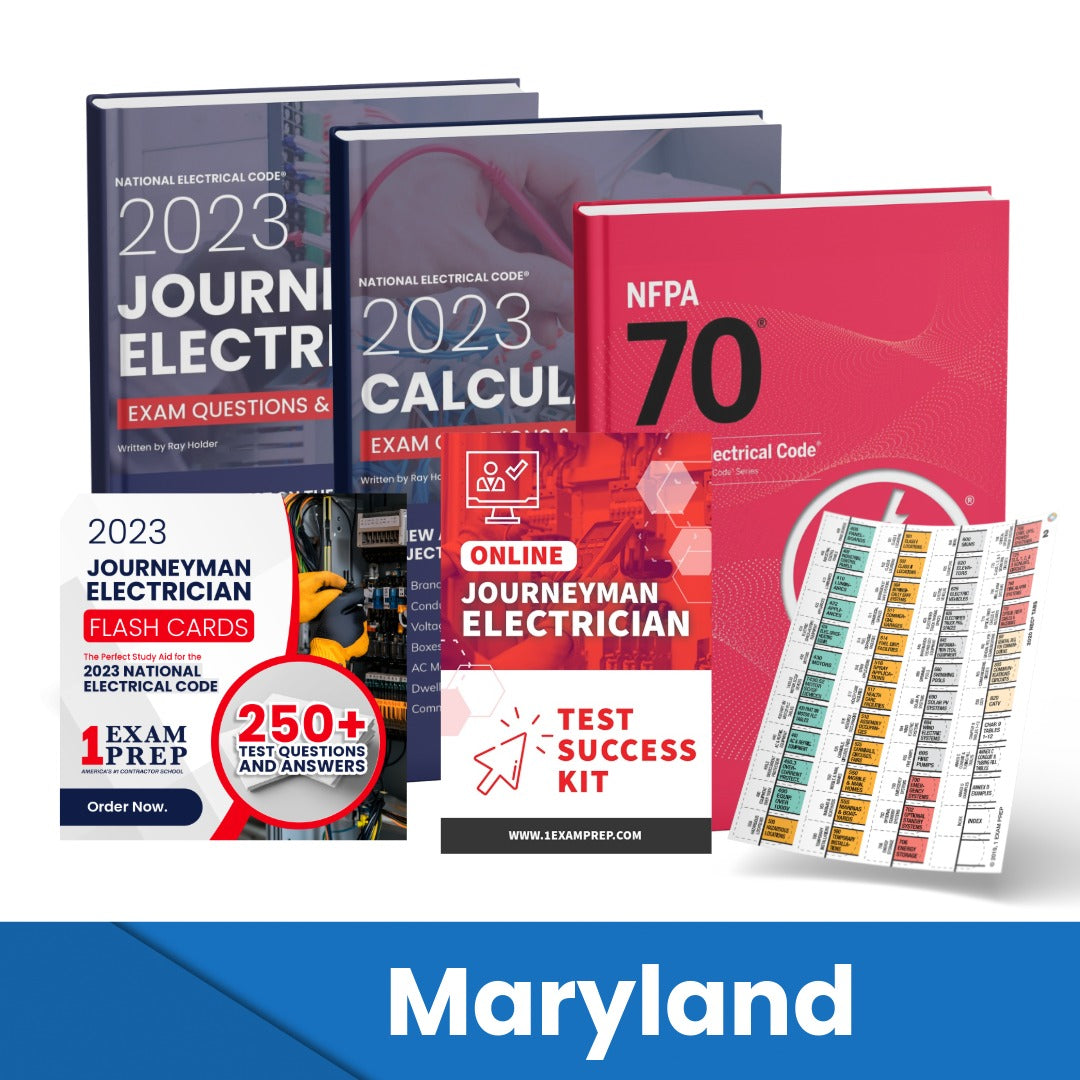 2023 Maryland Journeyman Electrician Exam Prep Study Guides & Code Book Ultimate Combo (Based on the 2023 NEC)