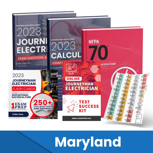 2023 Maryland Journeyman Electrician Exam Prep Study Guides & Code Book Ultimate Combo (Based on the 2023 NEC)