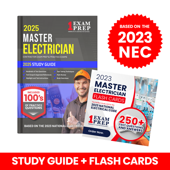 2025 Master Electrician Exam Questions and Study Guide Book (Based on the 2023 NEC) + FLASH CARDS COMBO