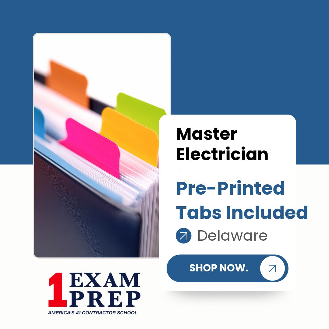 Delaware Master Electrician Pre Printed Tabs 2026 NEC