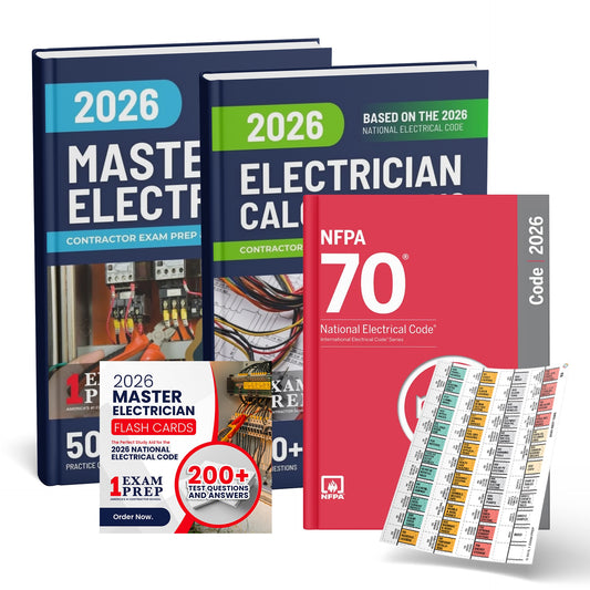 2026 Master Electrician + Electrician Calculations Study Guides + Flash Cards & National Electrical Code +Tabs Super Combo (Based on the 2026 NEC)