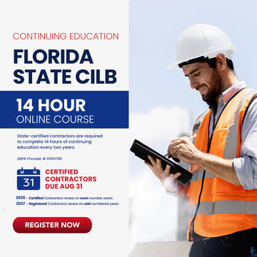 Florida contractor continuing education and license renewal information for 2026