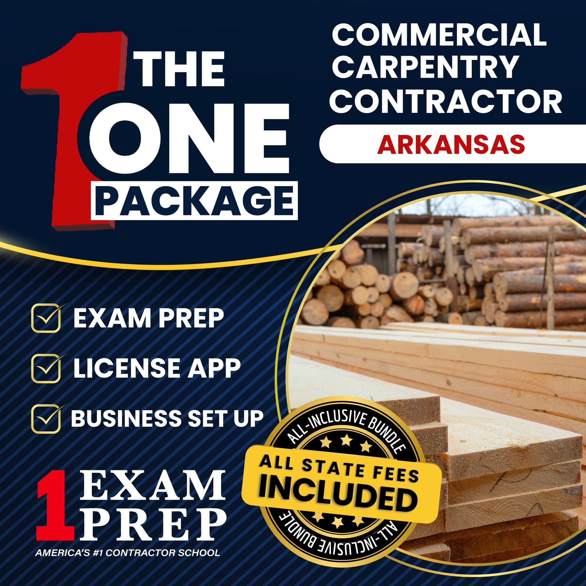 The 1 Package: All-Inclusive Arkansas Commercial Carpentry, Framing, Millwork, Cabinets Contractor Exam, Licensing & Business Setup Solution
