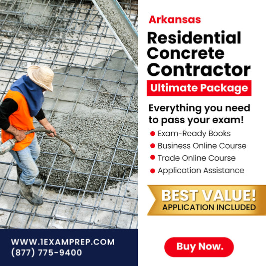 Arkansas Residential Concrete Contractor Ultimate Exam Prep Rental Package