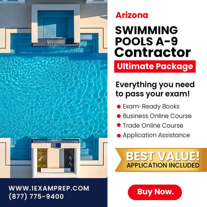 Arizona Swimming Pools Commercial Contractor (A-9) Ultimate Exam Prep Rental Package