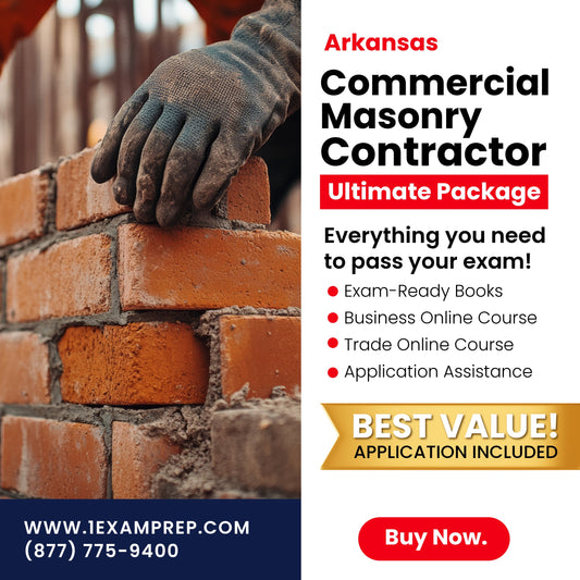 Arkansas Commercial Masonry Contractor Ultimate Exam Prep Rental Package