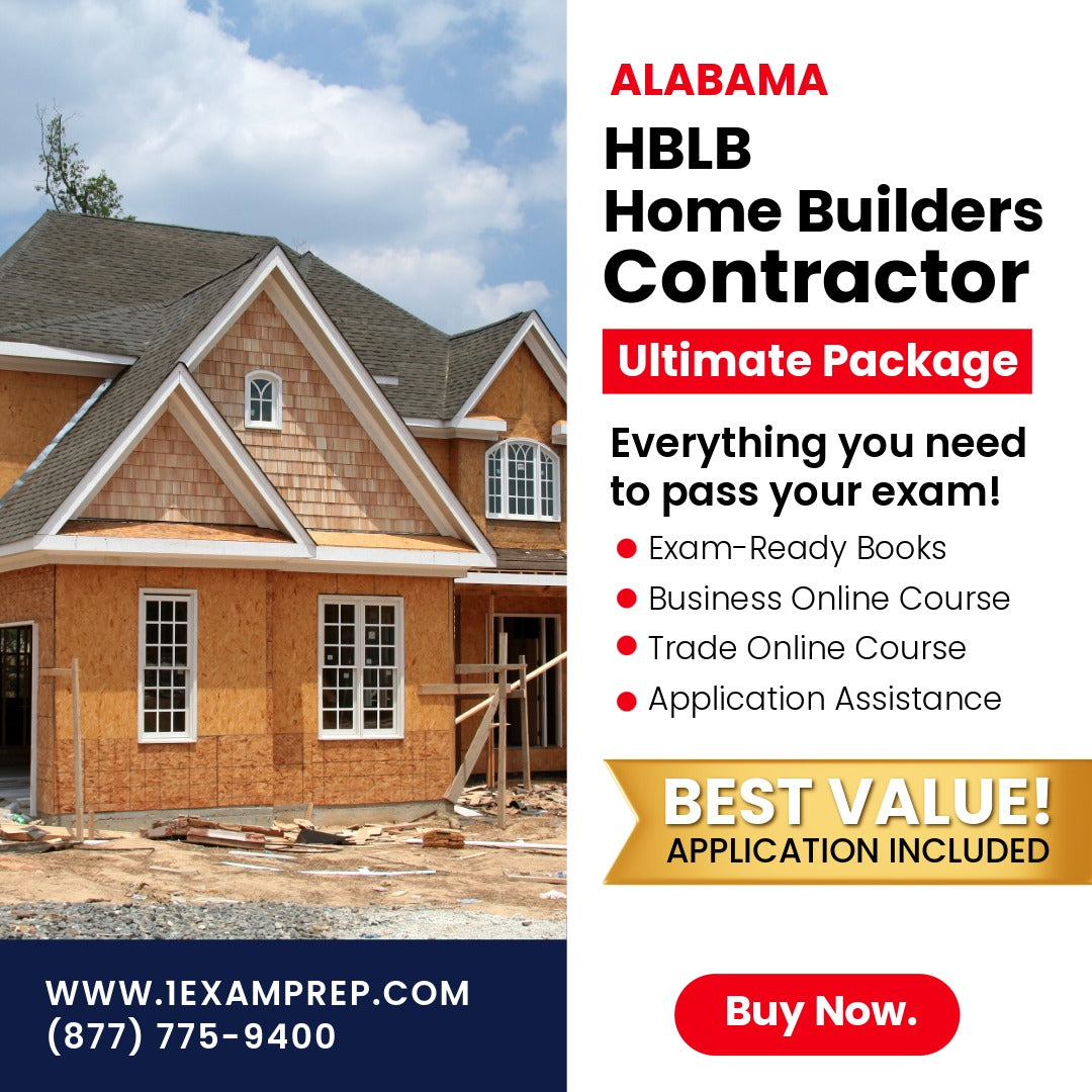 Alabama Home Builders HBLB Contractor Ultimate Exam Prep Rental Package