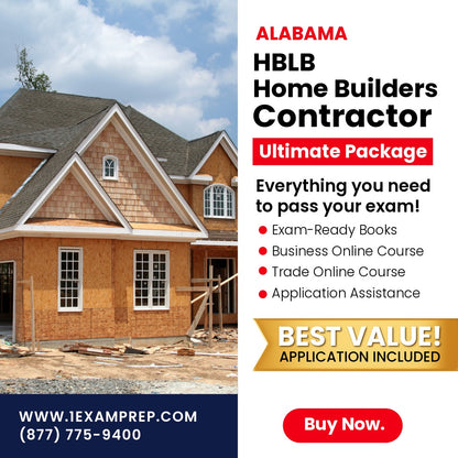 Alabama Home Builders HBLB Contractor Ultimate Exam Prep Rental Package