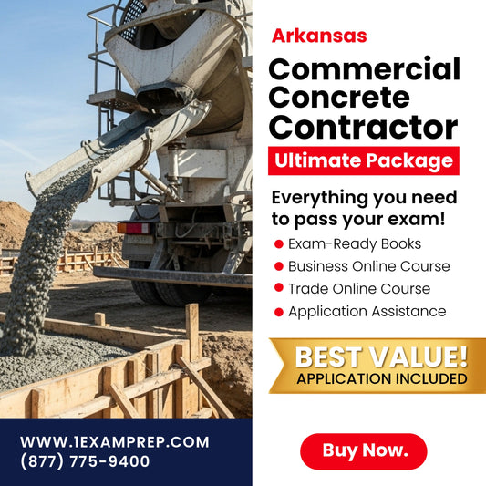 Arkansas Commercial Concrete Contractor Ultimate Exam Prep Rental Package