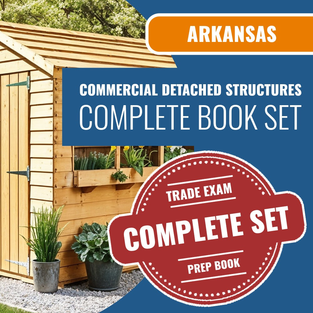 Arkansas Commercial Metal Buildings, Detached Structures, Storage Buildings Contractor Exam Book Package
