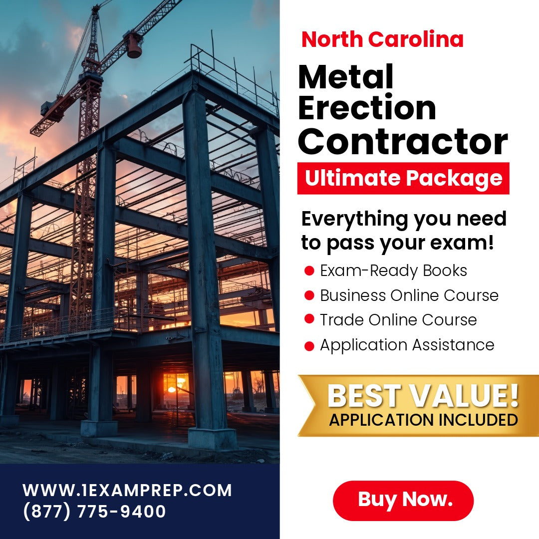 North Carolina Metal Erection Contractor Ultimate Exam Prep Rental Package