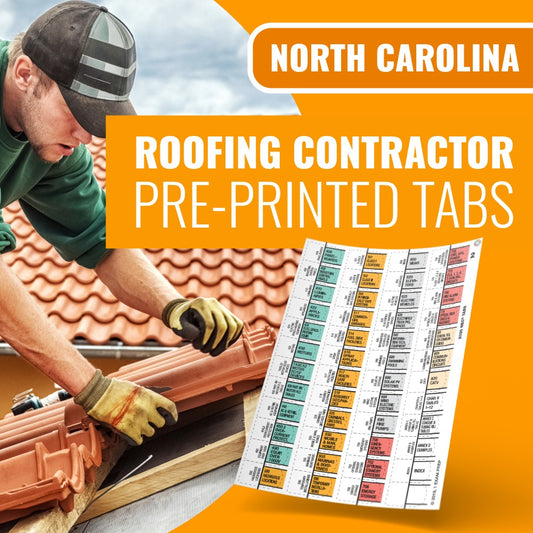 North Carolina Roofing Contractor Exam; Pre-Printed Tabs