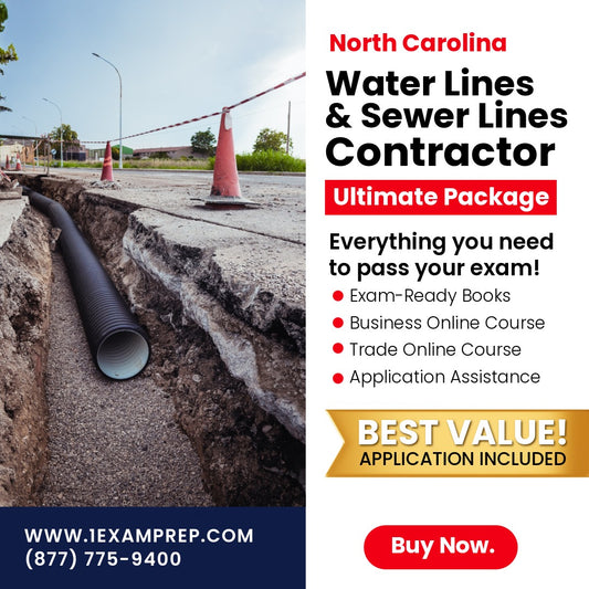 North Carolina Water Lines and Sewer Lines Contractor Ultimate Exam Prep Rental Package
