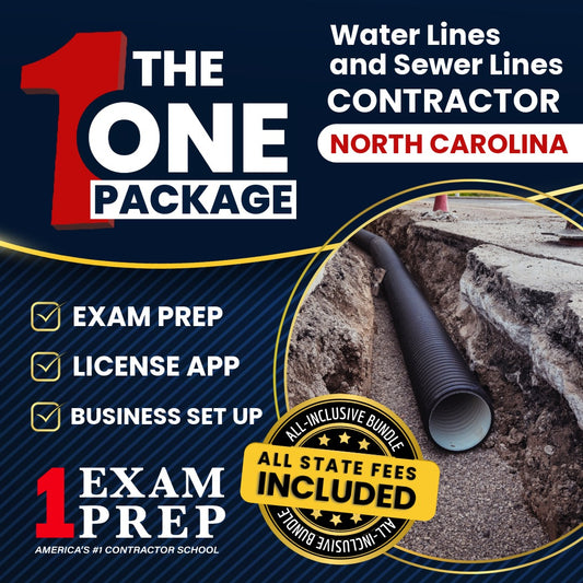 The 1 Package: All-Inclusive North Carolina Water Lines and Sewer Lines Contractor Exam, Licensing & Business Setup Solution