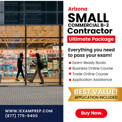 Arizona General Small Commercial Contractor (B-2 ) Ultimate Exam Prep Rental Package