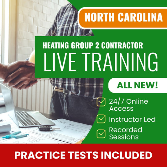 North Carolina Heating Group 2 Contractor Exam Prep - Live Virtual + Self Study Training