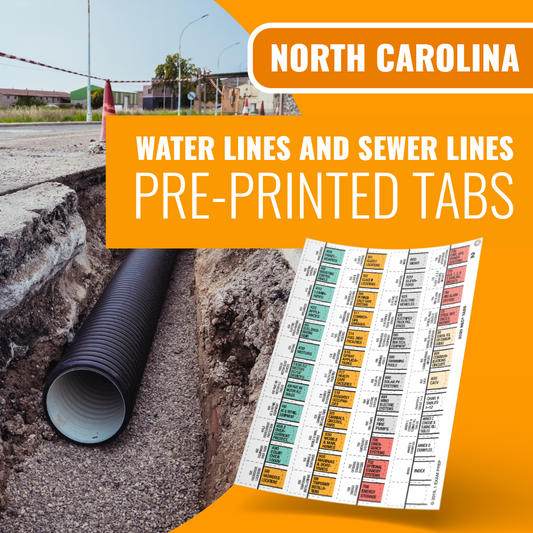 North Carolina Water and Sewer Lines Contractor Exam; Pre-Printed Tabs