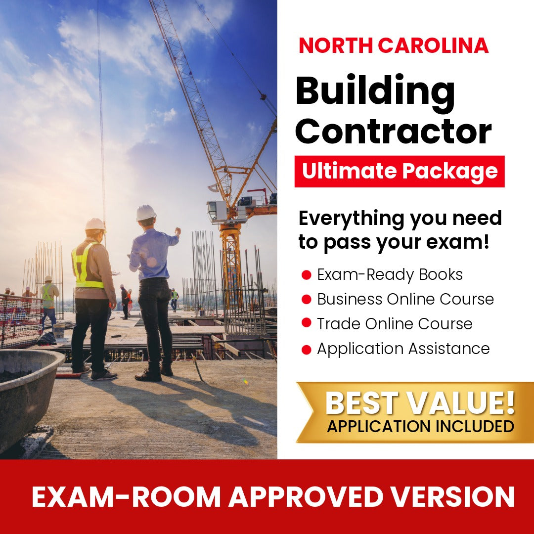 North Carolina Building Contractor Ultimate Books Exam Room Approved + Course + Application Package