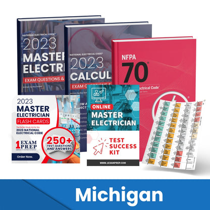 2023 Michigan Master Electrician Exam Prep Study Guides & Code Book Ultimate Combo (Based on the 2023 NEC)