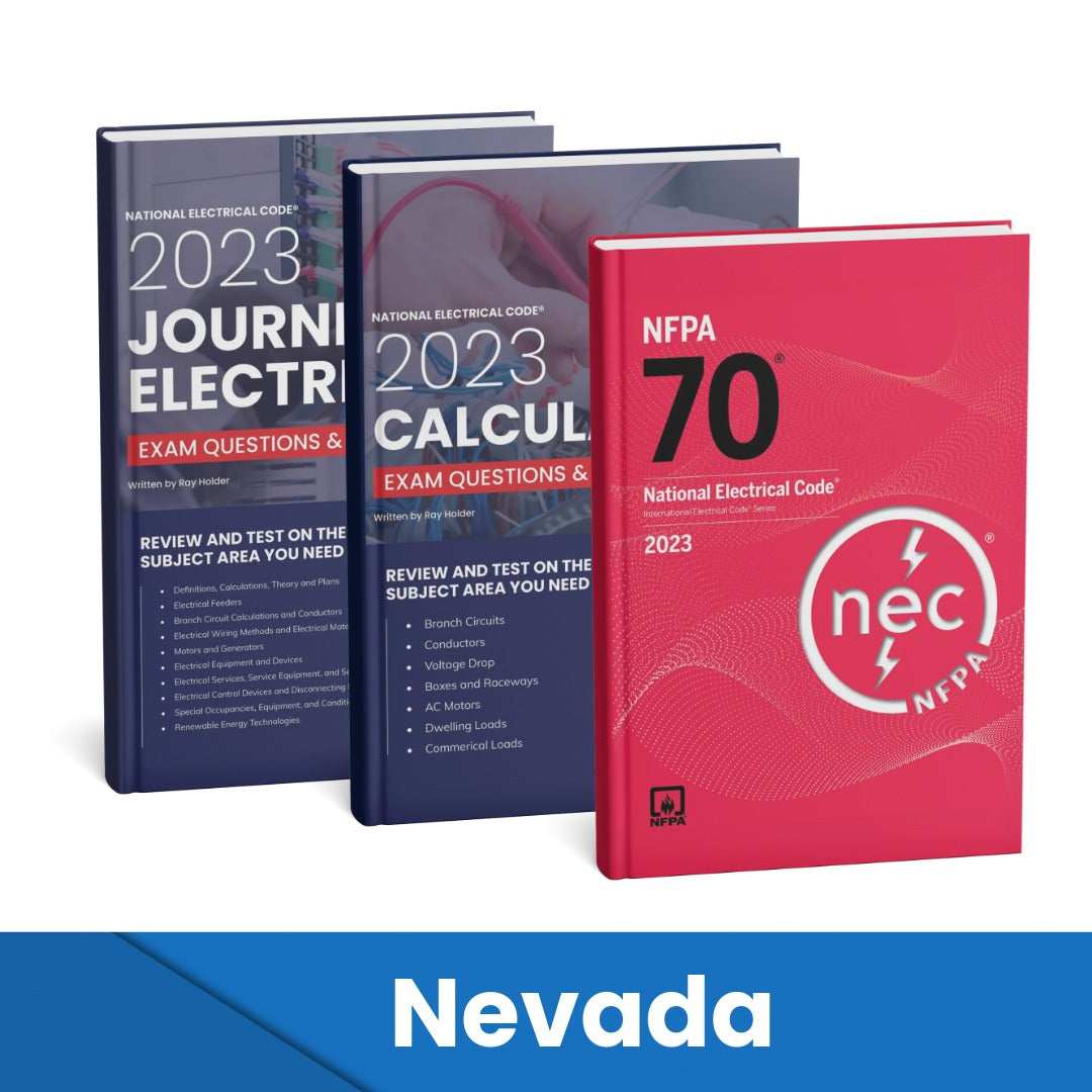2023 Nevada Journeyman Electrician + Electrician Calculations Study Guides & National Electrical Code Combo (Based on the 2023 NEC)