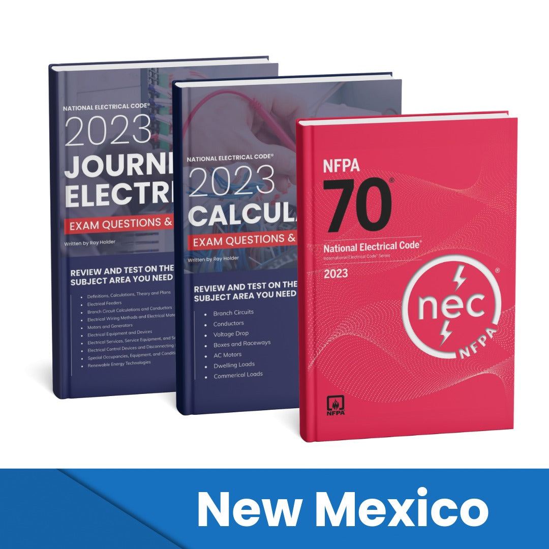 2023 New Mexico Journeyman Electrician + Electrician Calculations Study Guides & National Electrical Code Combo (Based on the 2023 NEC)