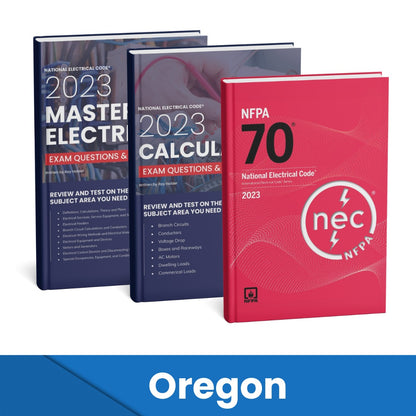 2023 Oregon Master Electrician + Electrician Calculations Study Guides & National Electrical Code Combo (Based on the 2023 NEC)